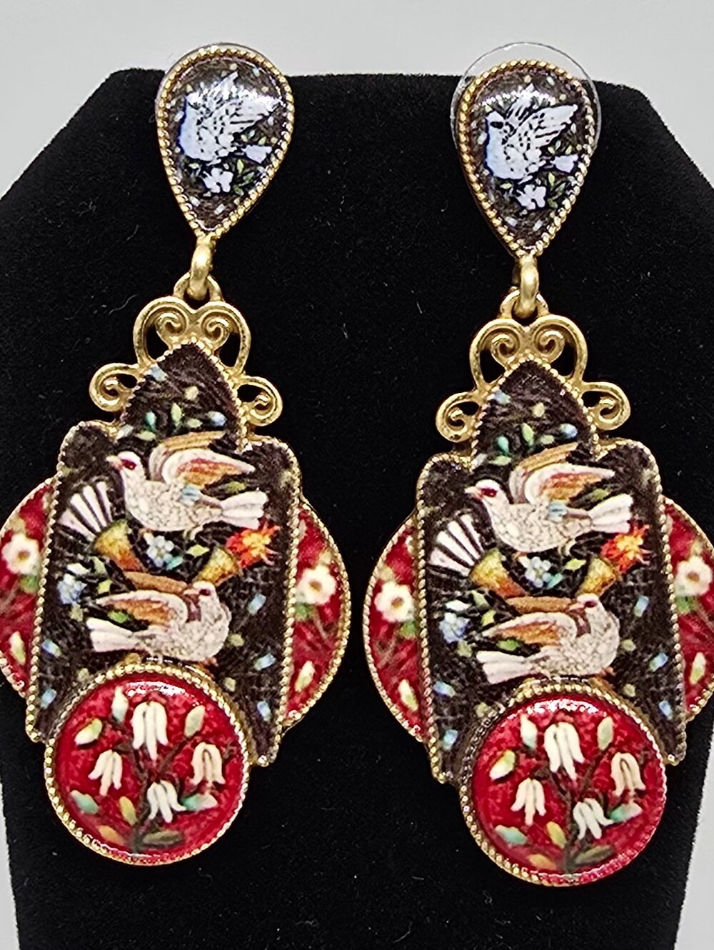 Artisan Multicolor Dove Drop Earrings